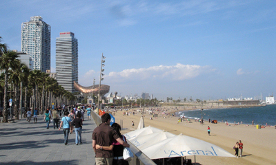 Rantabulevardi ja ranta Barcelonassa